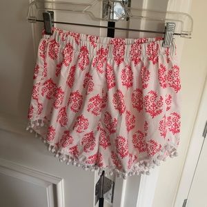 Pink and whit tassel shorts